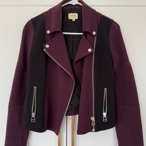 Aritzia Wilfred Montesson Moto Jacket (Size XS) Black/Plum